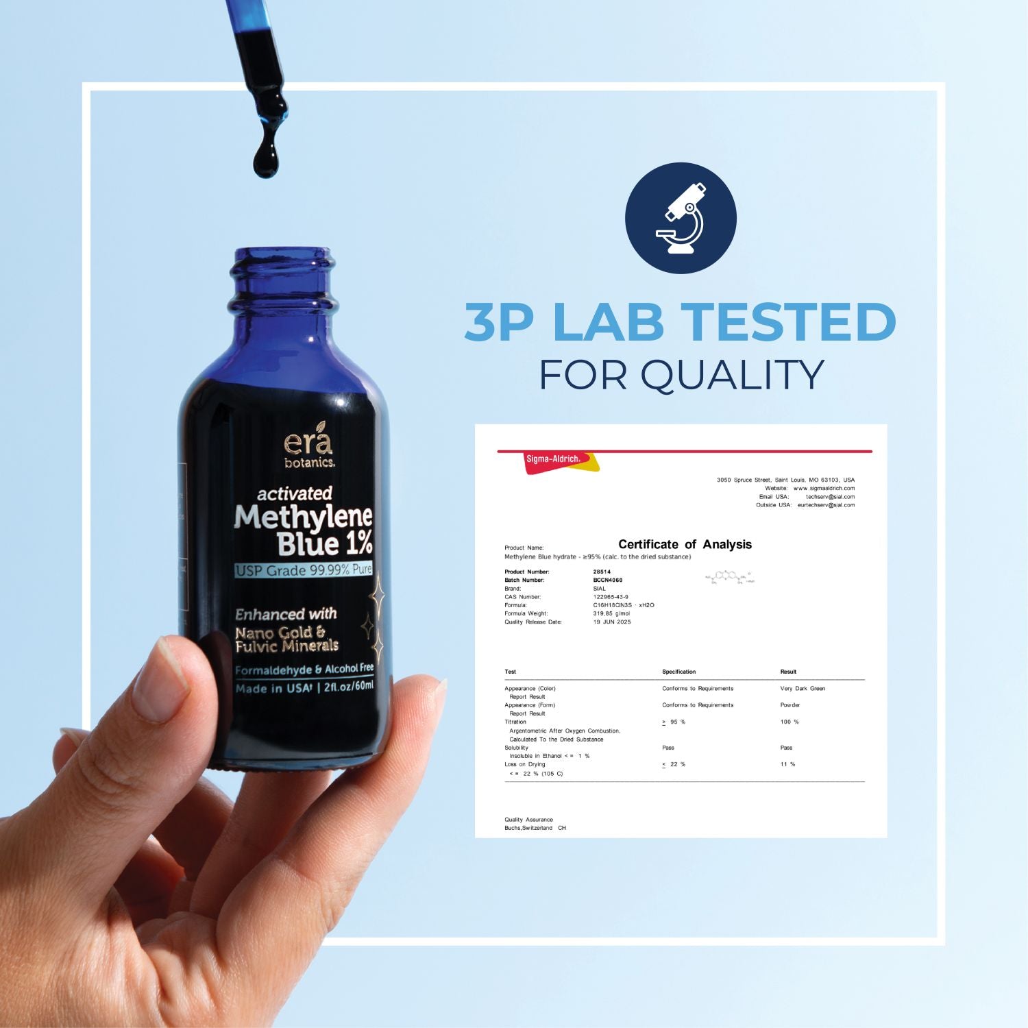 3rd Party Tested Methylene Blue Drops